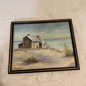 Vintage Original Coastal Beach House Painting‎ Signed 1982